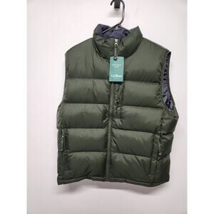 L.L.Bean Men's 80% Goose Down Insulated Quilted Puffer Vest, Size M, Olive Green